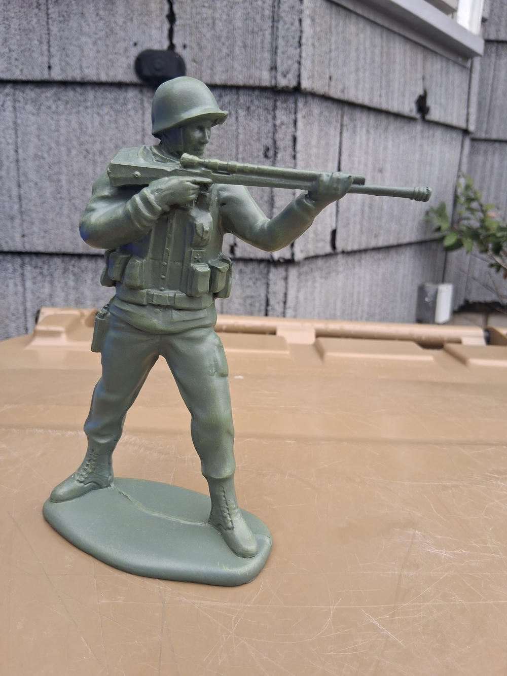 Old Toy Soldier Solid Plastic About 7 1/4 Tall